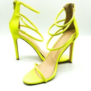 Fun neon yellow strappy heels